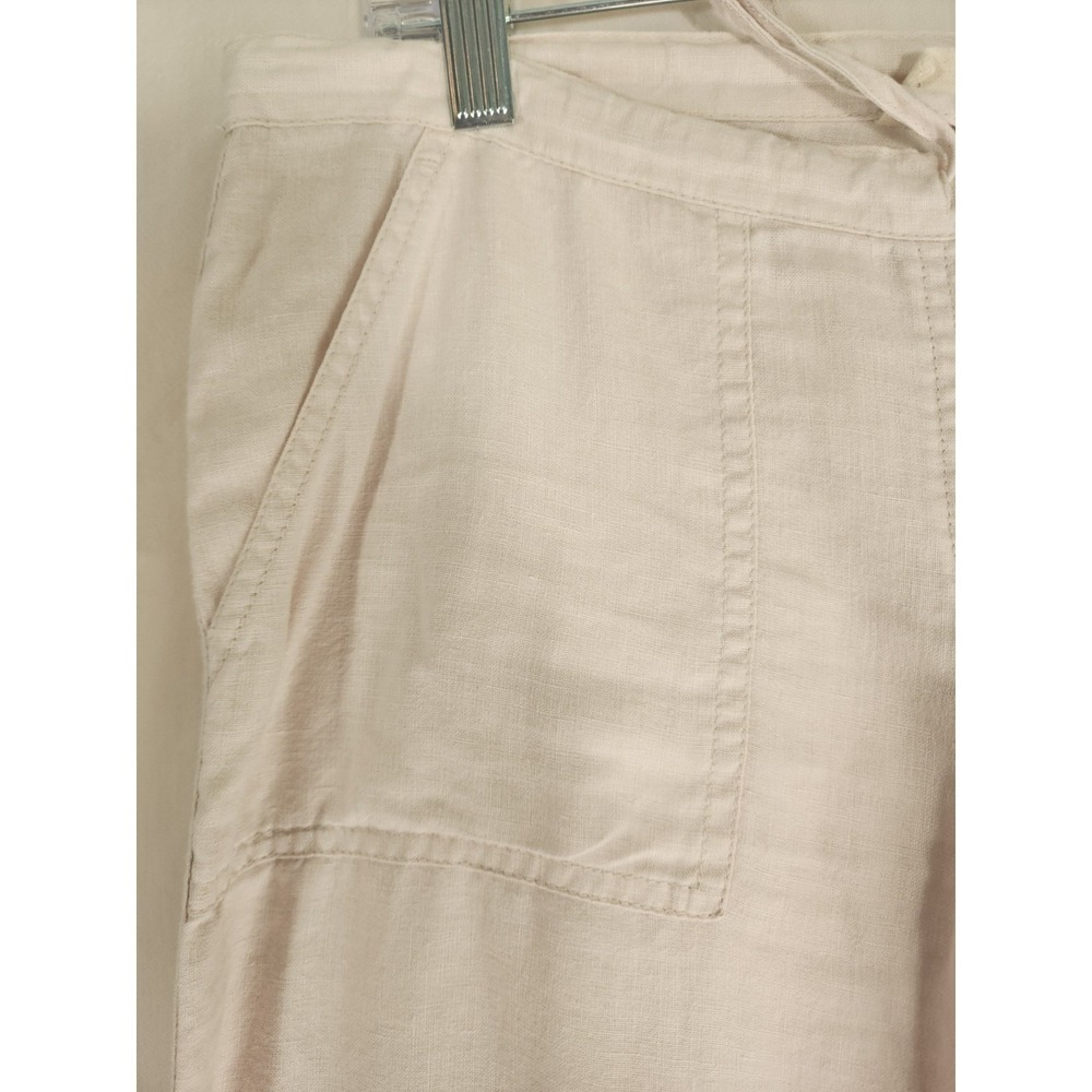 J. Crew London Jean XS 100% Linen Beige Wide Leg Drawstring Pants Coastal Chic - Picture 6 of 7
